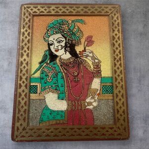 Handcrafted Wooden Jewelry/Trinket Box with Rajasthani Painting & Brass Inlay